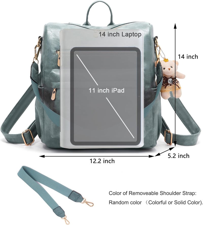 Soperwillton Women Backpack Purse Multipurpose Design Handbags Shoulder Bag PU Leather Travel bag Backpack Set 2pcs - Image 5